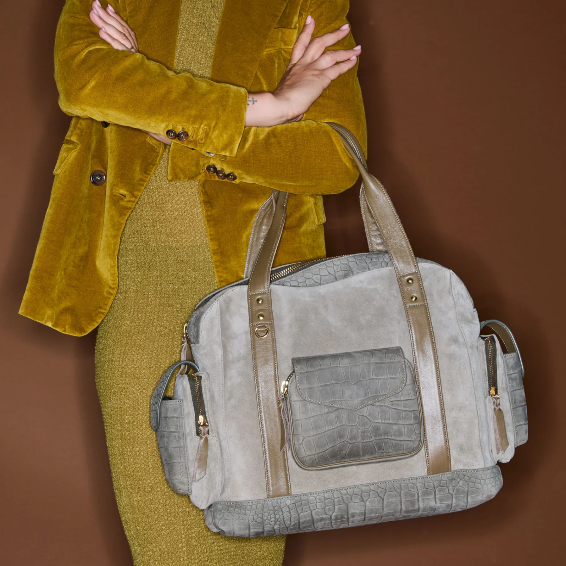 Claris Virot Vert|Gris<Cabas Leo