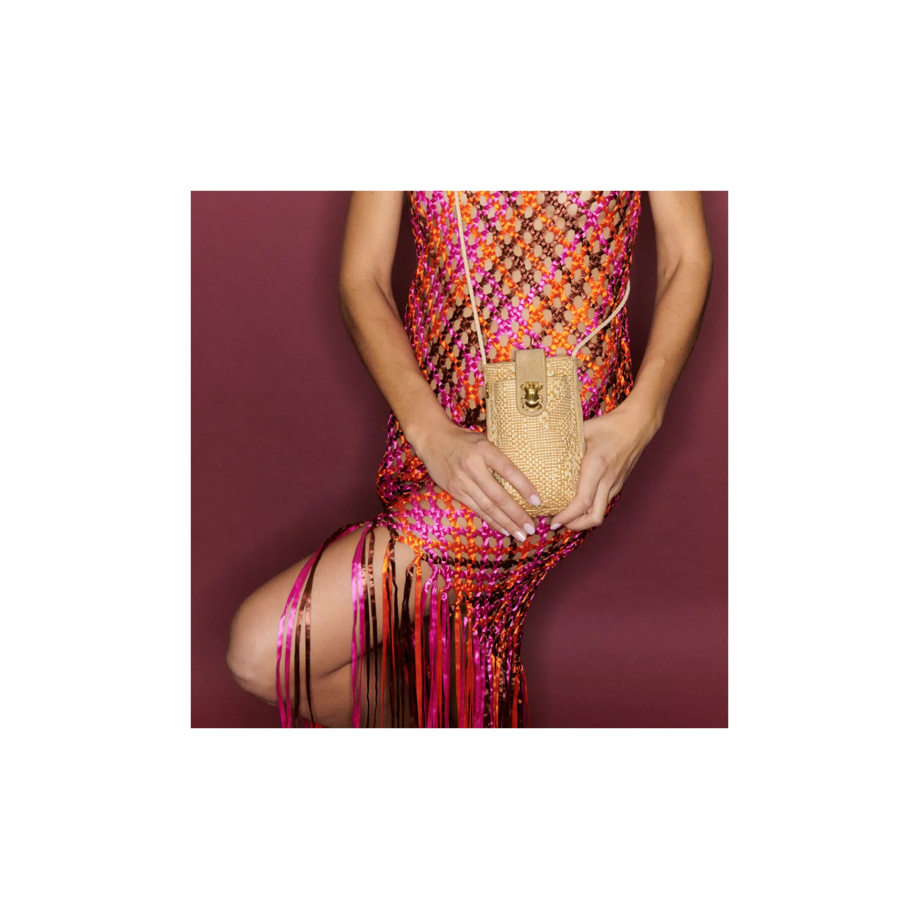 Claris Virot Marron|Raphia<Etui Double Marcus