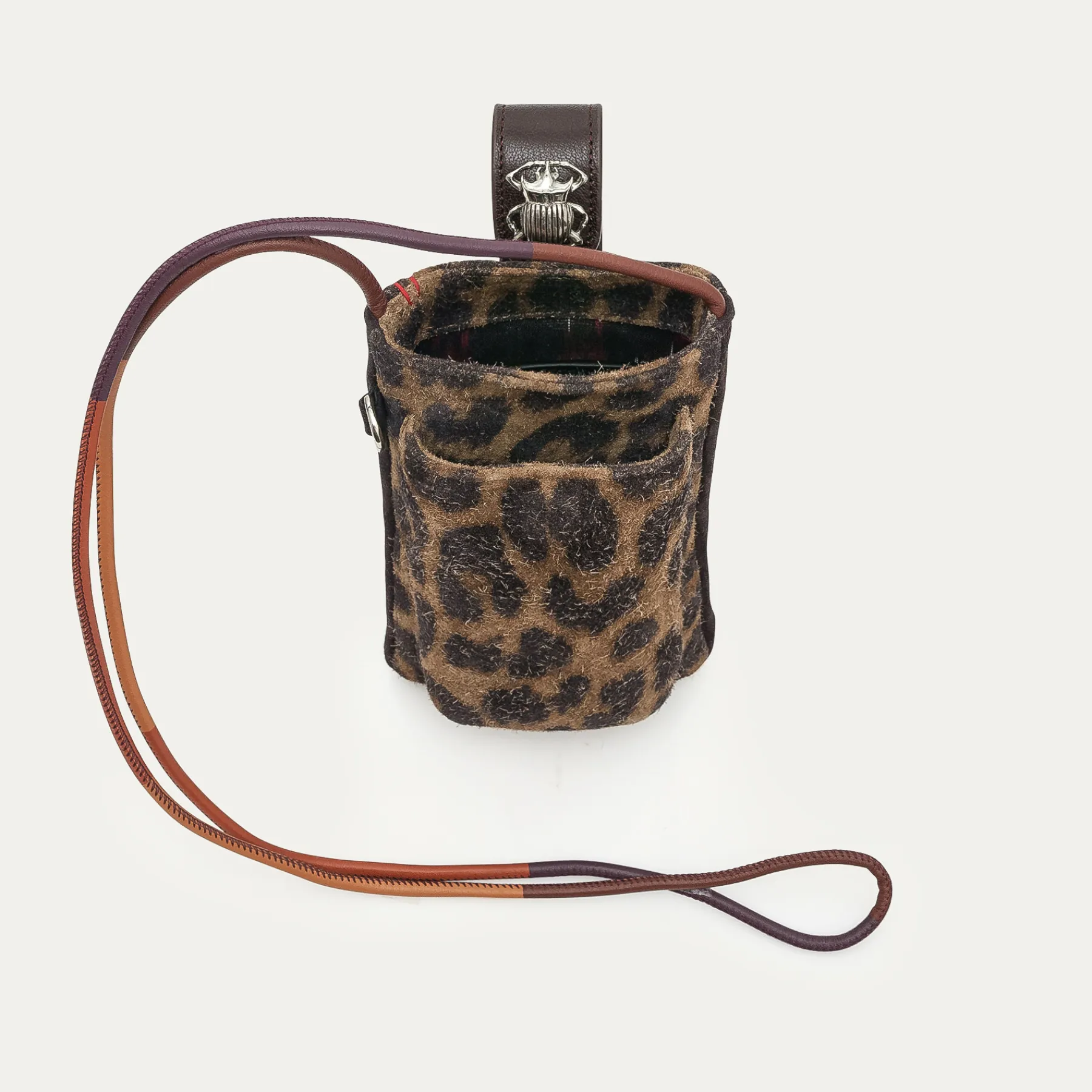 Claris Virot Marron|Cuir Leopard<Etui Double Marcus