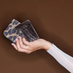 Claris Virot Marron|Cuir Leopard<Portefeuille Mini Bob