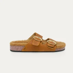 Claris Virot Marron|Peau Lainée<Sandales Odette